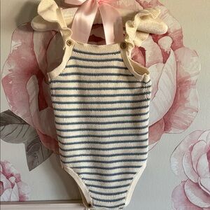 Cloud Island Blue and Cream Striped Bodysuit